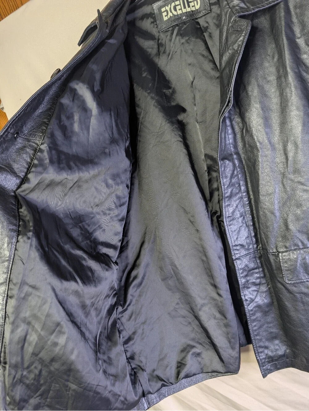 Excelled Black Leather Jacket with Polyester Lining